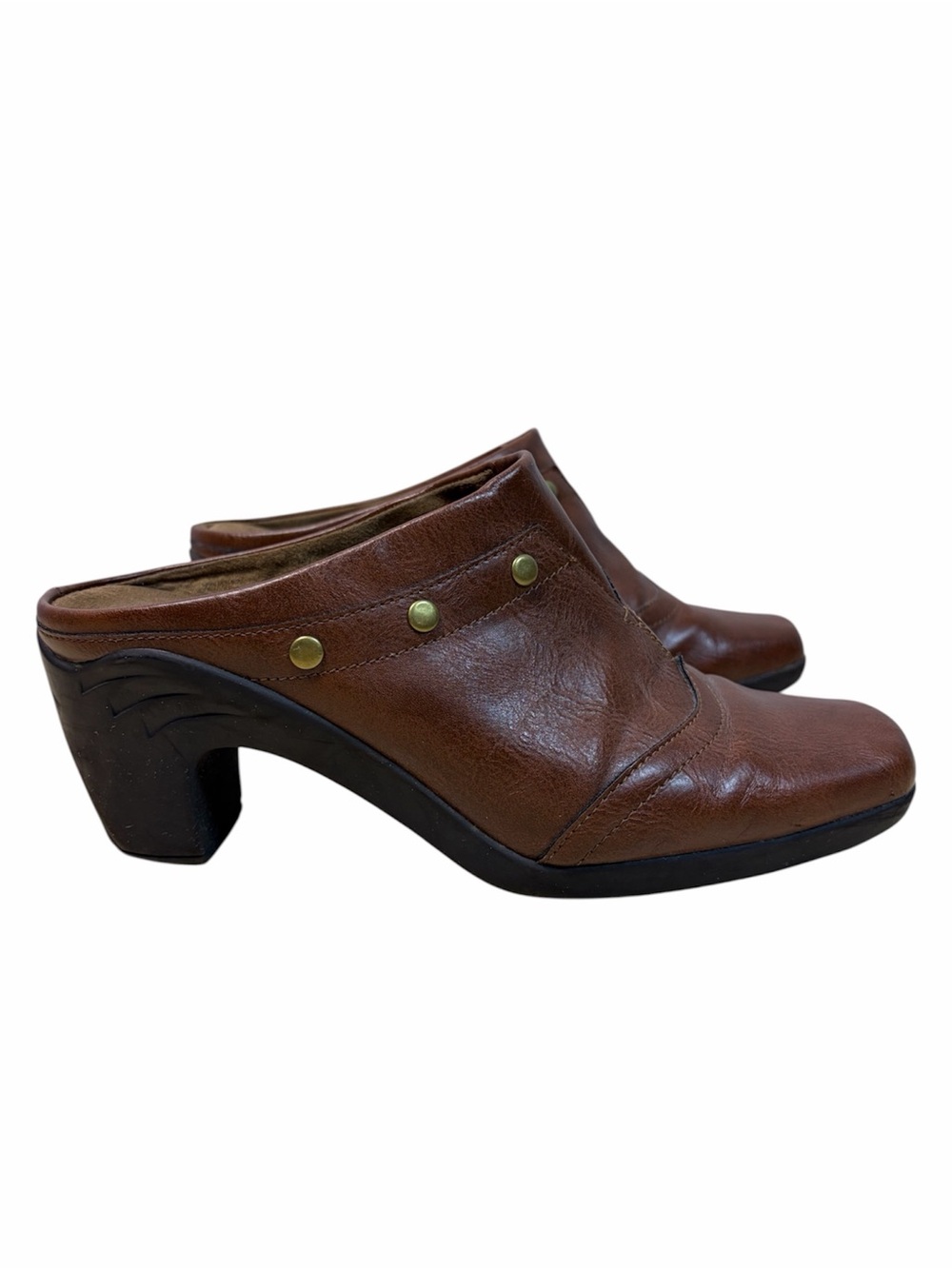 Brown Leather Women's Mule Heels
